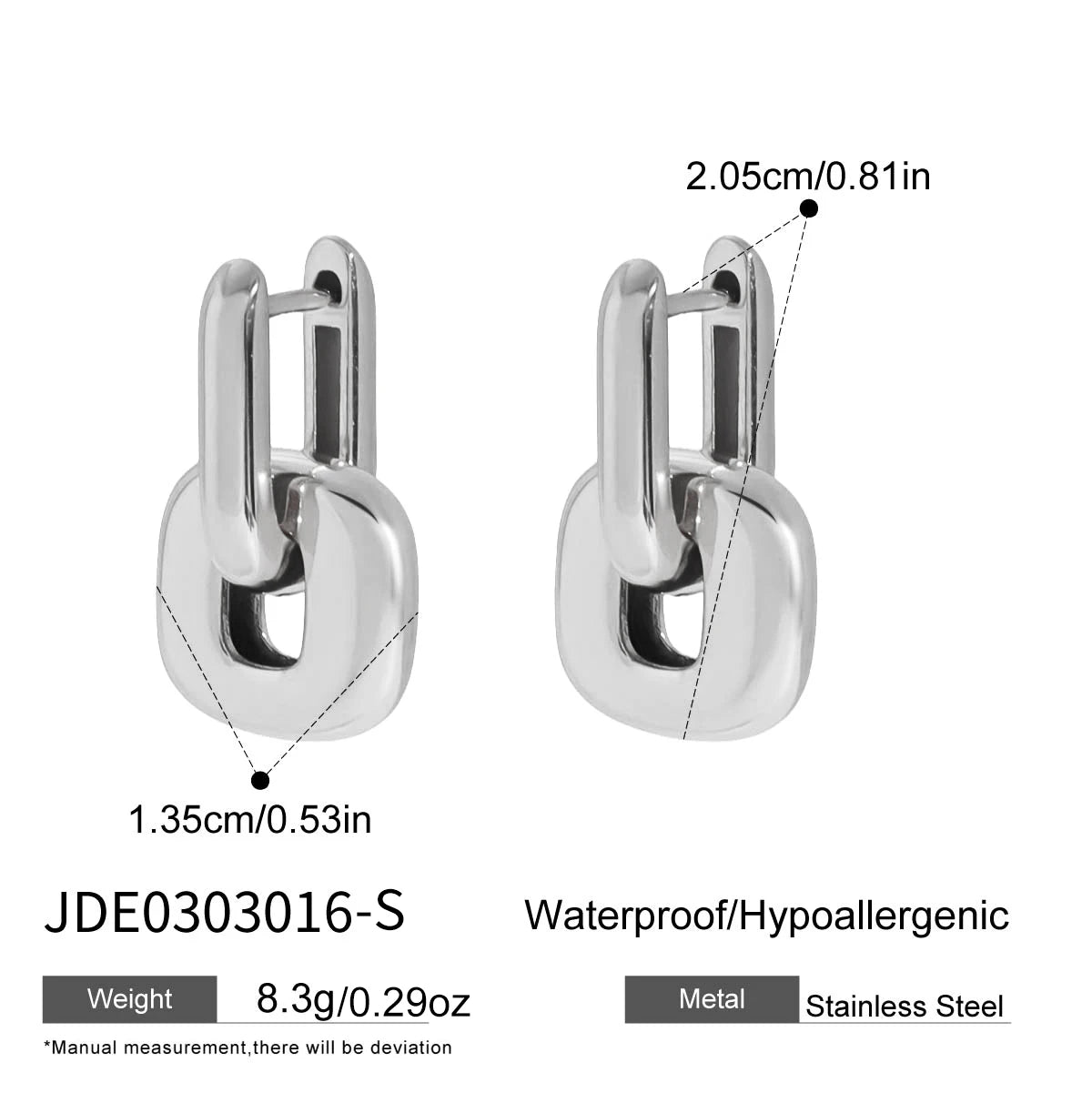 KIKA Minimalist Gold And Silver Color-Block Oval-Shaped Spliced Earrings PVD Gold Plated Stainless Steel 316L