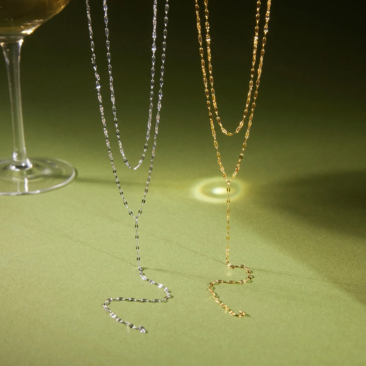 Kika Double-Layer Y-Shaped Chain Necklace