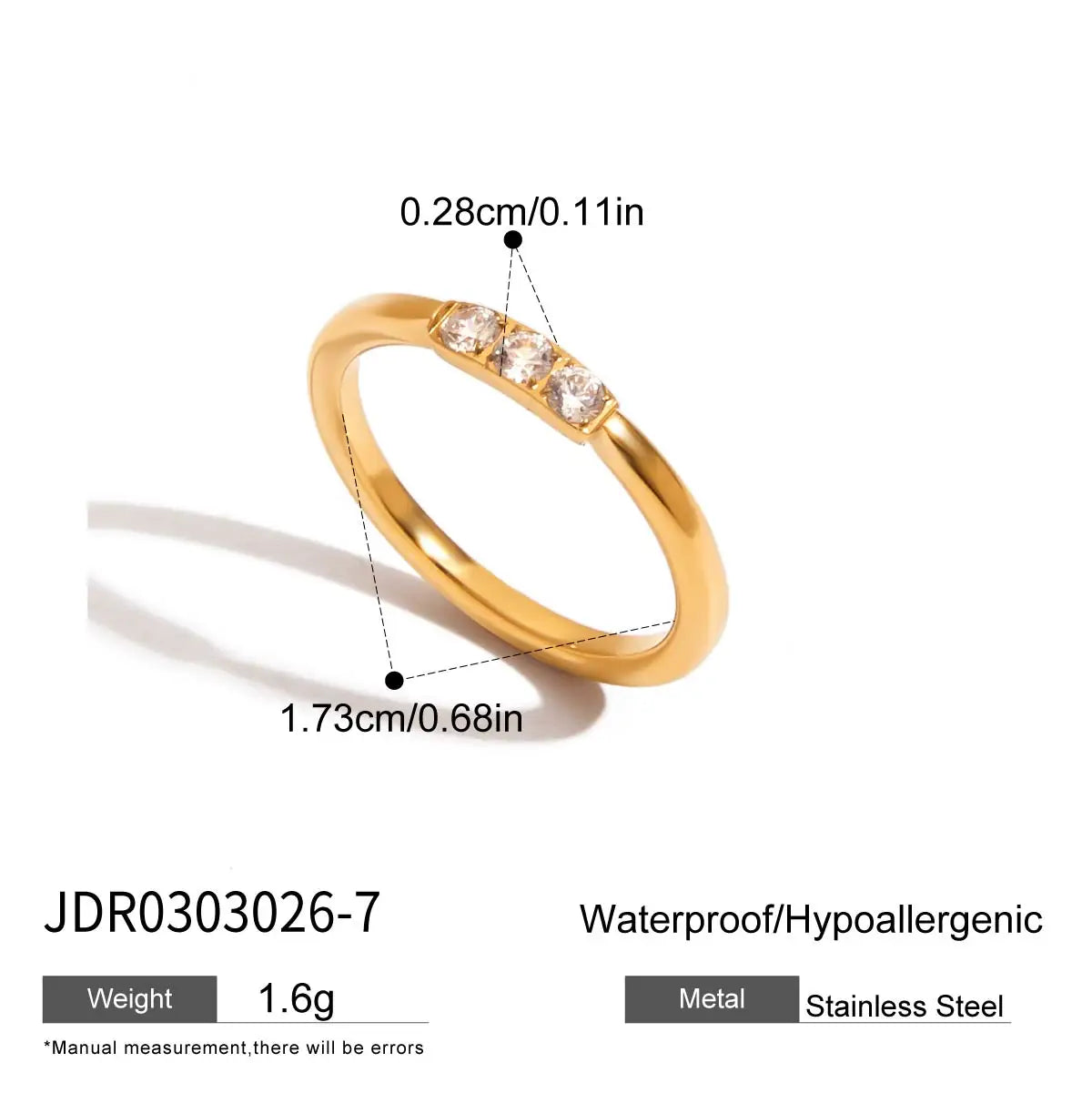 KIKA Minimalist 18K Gold Color PVD Plated Stainless Steel 316L Geometric Zircon Flower Ring Stackable Texture Ring