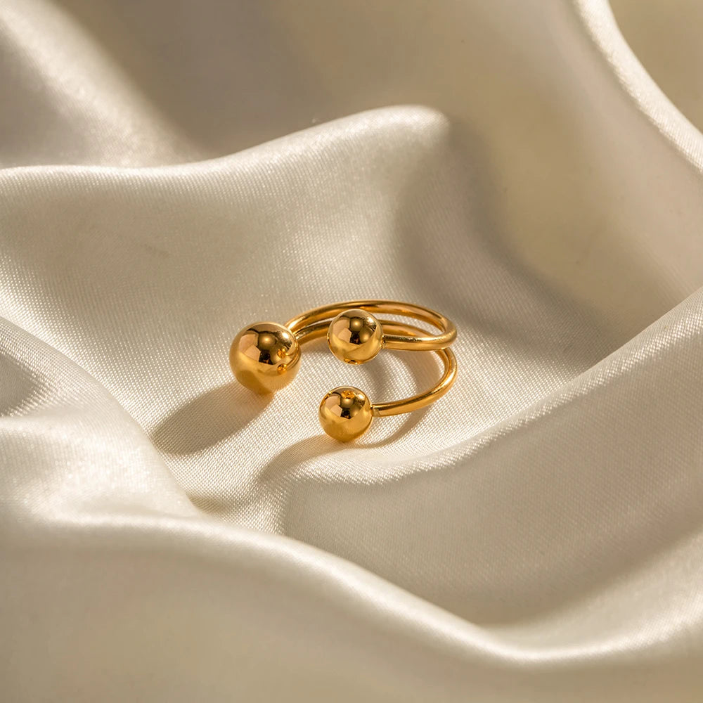 Kika Stainless Steel Round Ring Statement Golden Metal Gold Plated Ring for Women Minimalist Jewelry bague acier inoxydable Gi