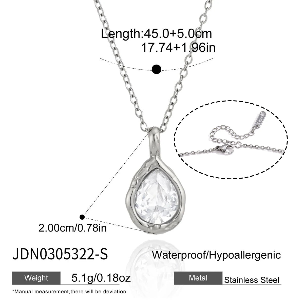 Kika Classic Geometric Zircon Pendant Necklace Minimalist 18K Gold Plated Stainless Steel 316L