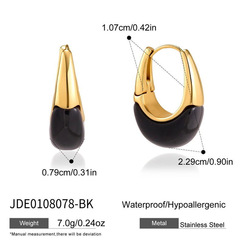 KIKA Vintage Resin U Shape Clip Earrings For Women Minimalist 18K Gold PVD Plated Stainless Steel Earrings Fashion Jewelry