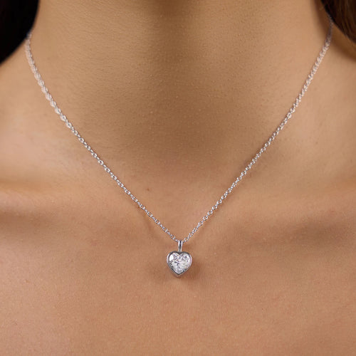 Kika Delicate Geometric Round Heart Zircon Pendant Necklace