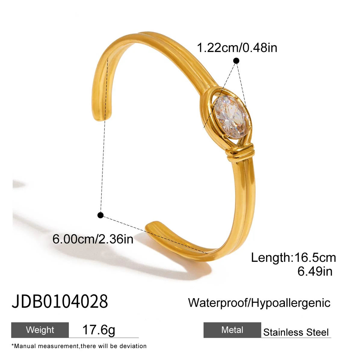 KIKA Minimalist 18K Gold Color Plated Stainless Steel Hammer Pattern Double Layer Bracelet Foldable Wrinkle Bracelet Women's