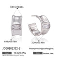 Kika Rectangle Zircon C Shape Stud Earrings 18K Gold PVD Plated Stainless Steel 316L