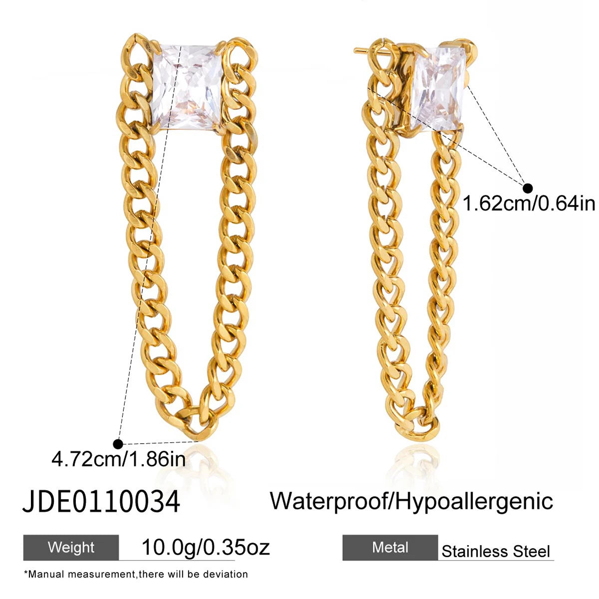 Kika Big Square Zircon Earring