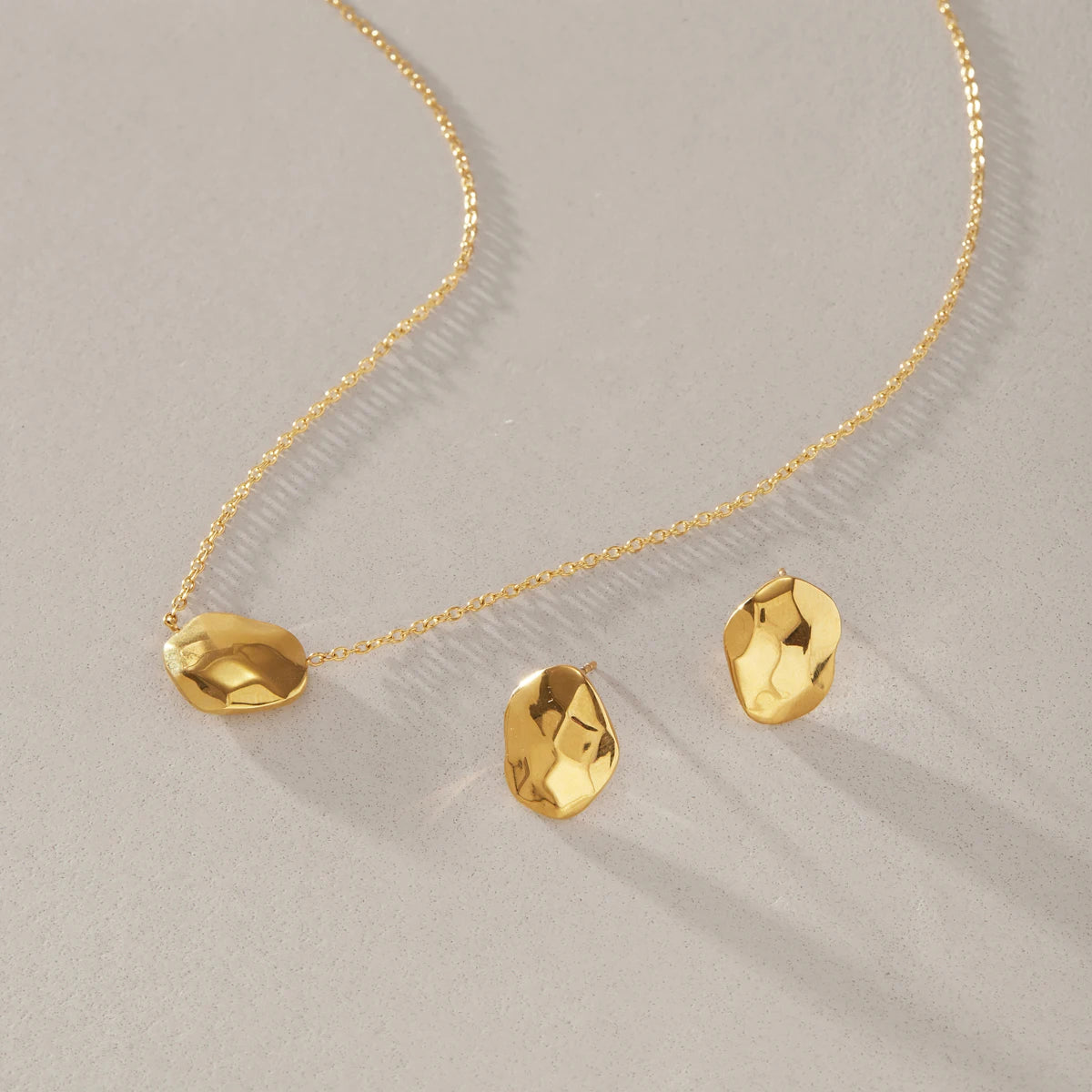KIKA Classic Geometric Pendant Necklace Stud Earrings PVD 18K Gold Plated Stainless Steel 316L