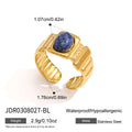KIKA Lapis Lazuli Malachite Natural Stone Open Rings For Women 18K Gold PVD Plated Stainless Steel Rings Fashion Jewelry Gift