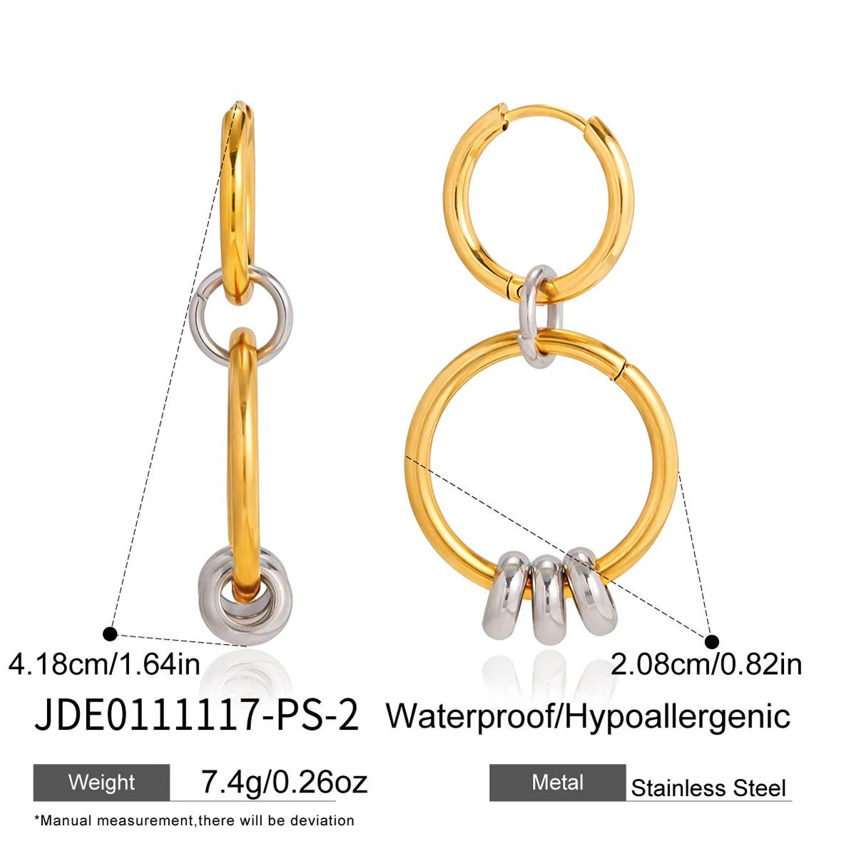 Classic Gold And Silver Color Blocking Multi Ring