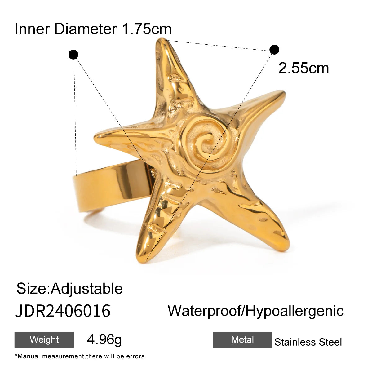 KIka Minimalist Opening Ring for Women Stainless Steel Jewelry 18 K