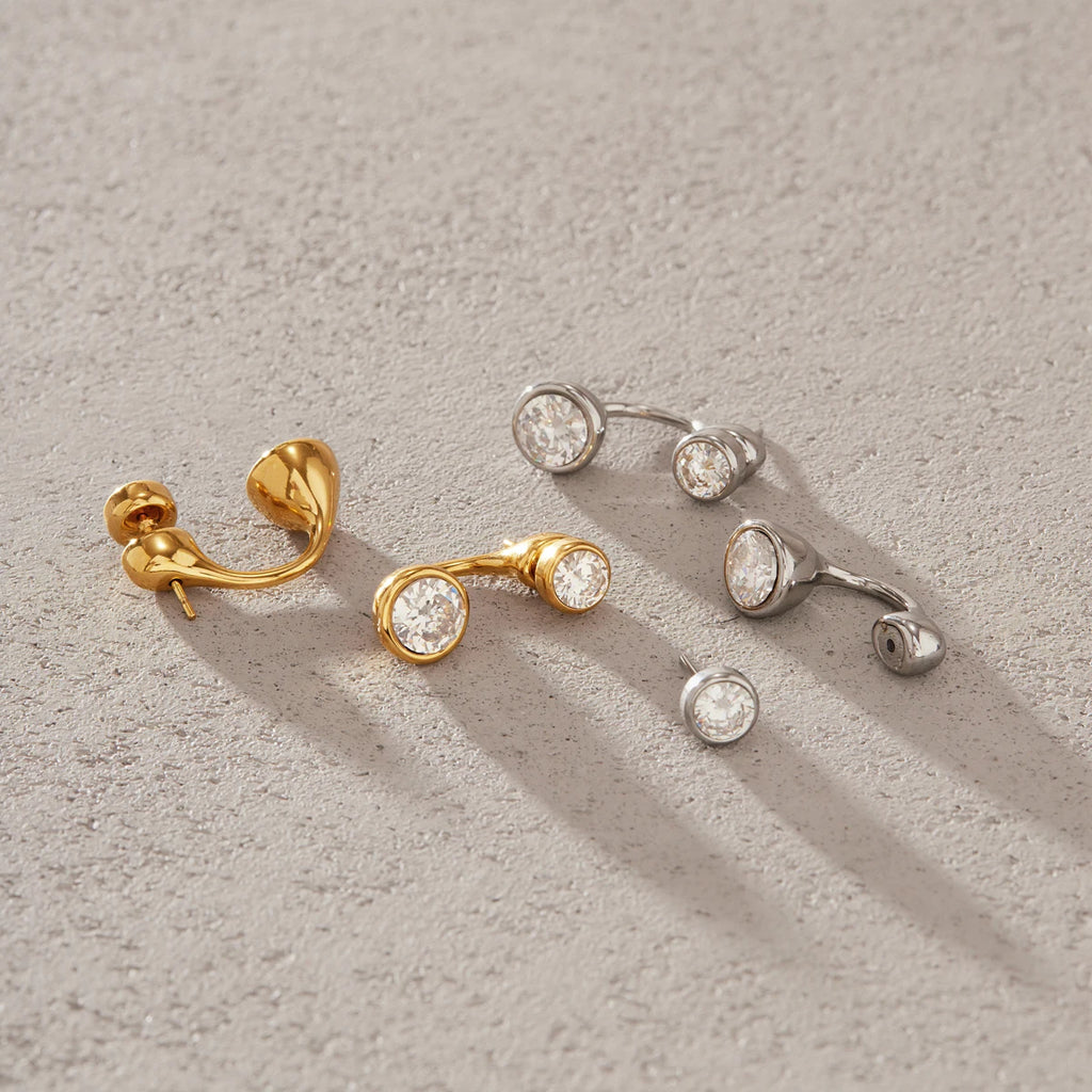 KIKA Detachable Zircon Stud Earrings  PVD Plated Stainless Steel 316L