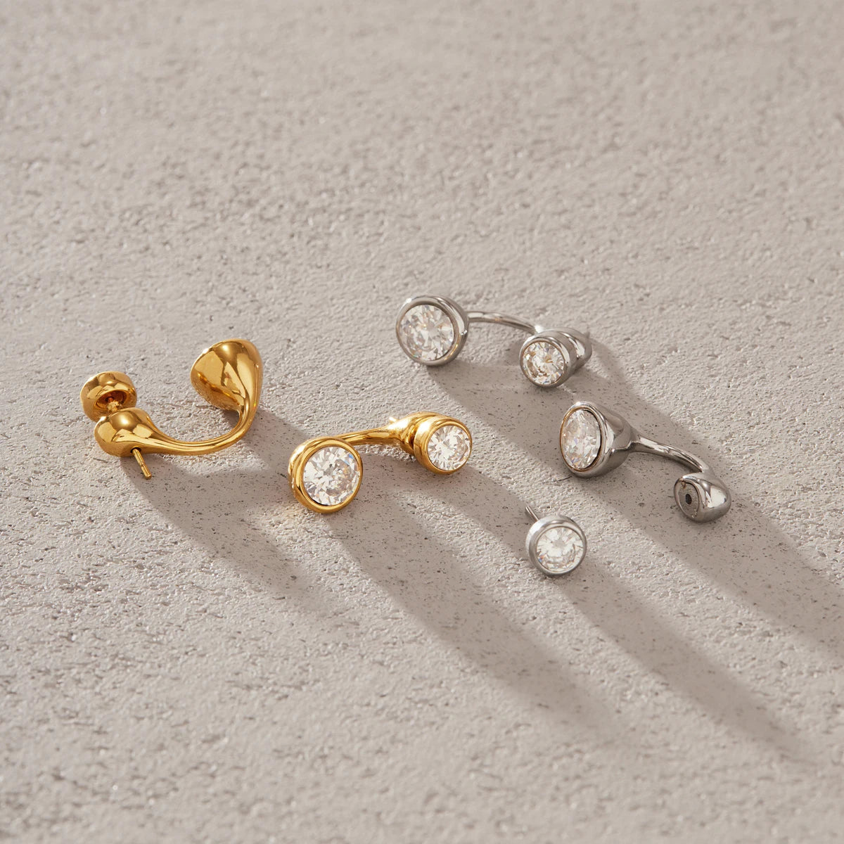 KIKA Detachable Zircon Stud Earrings  PVD Plated Stainless Steel 316L