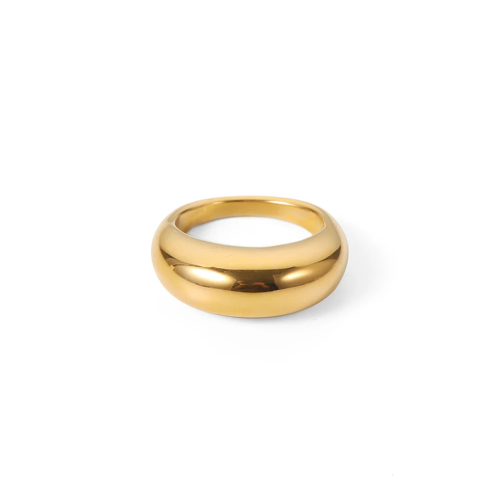 KIKA Statement Chunky Rings For Women 18K Gold Plated Stainless Steel Rings Waterproof Jewelry Accessories