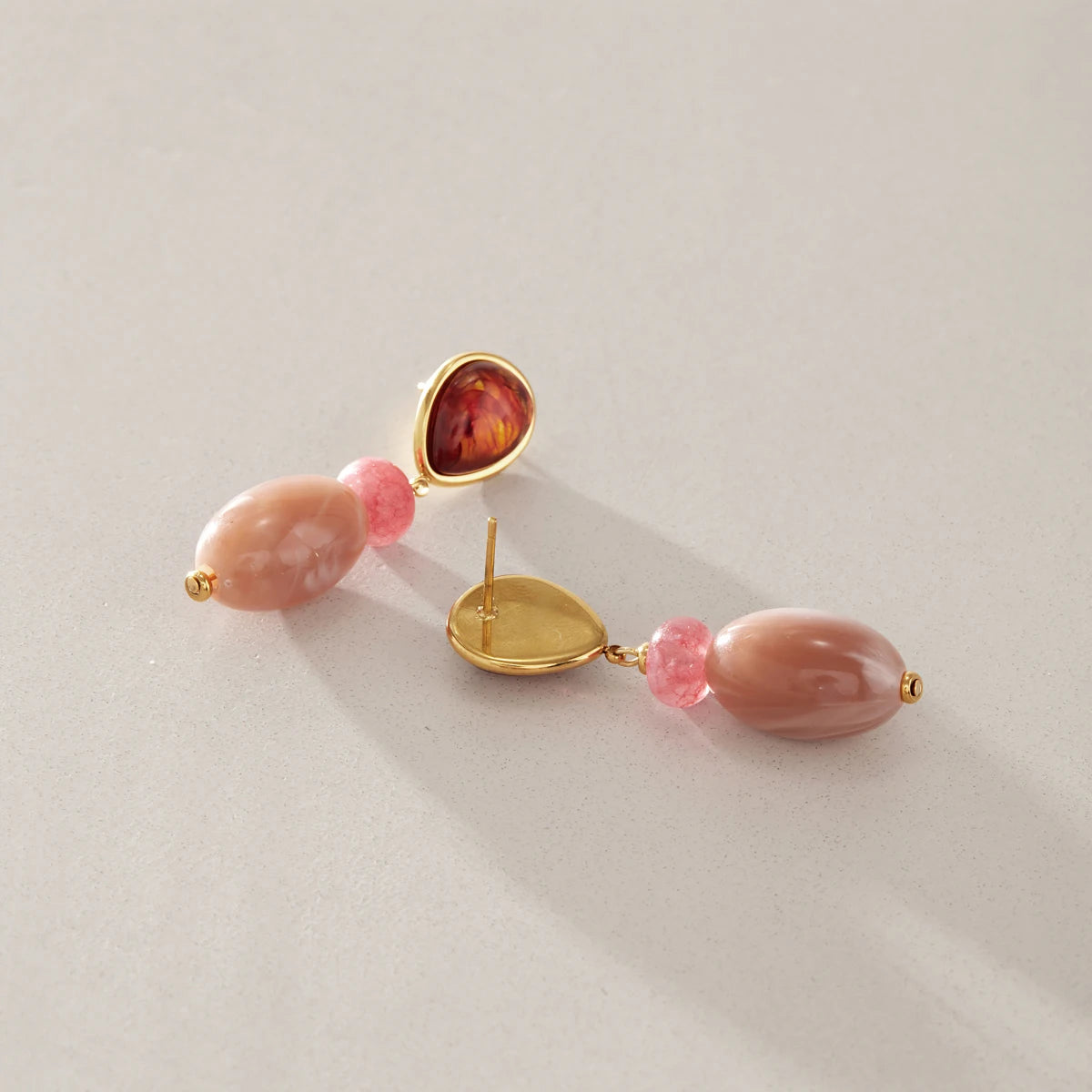 KIKA  Elegant Multicolor Resin Drop Earrings PVD  18K Gold Plated Stainless Steel 316L