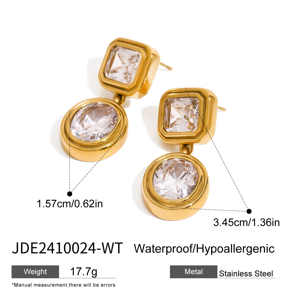 Retro Green Color Zircon Geometric Earrings