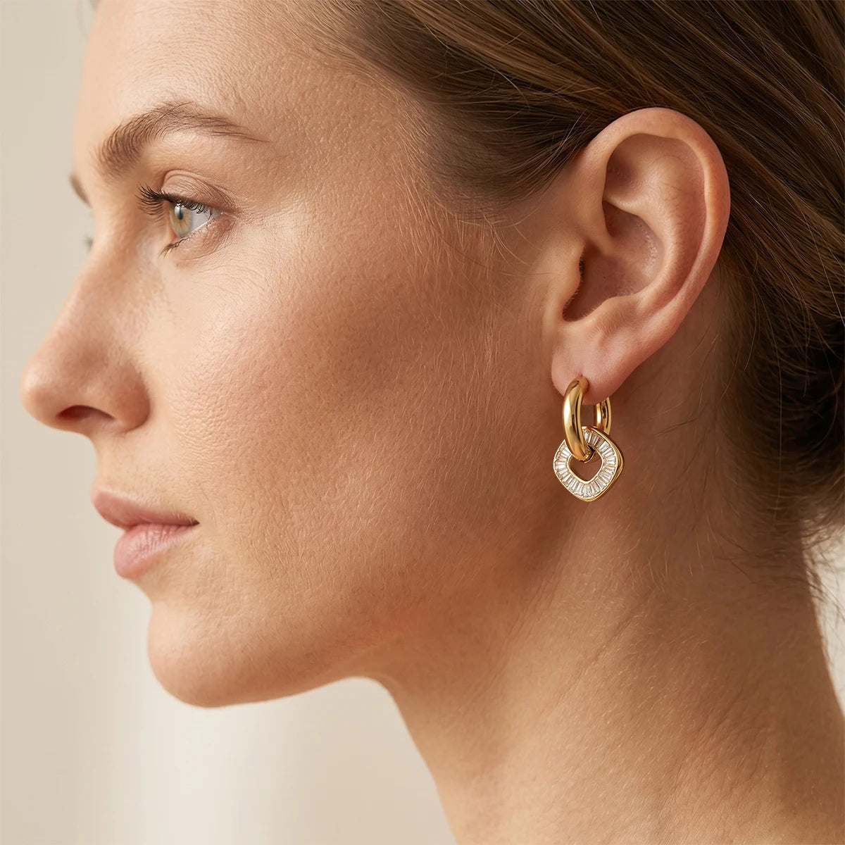KIKA Delicate Full Crystal Drop Earrings PVD Plated Stainless Steel 316L