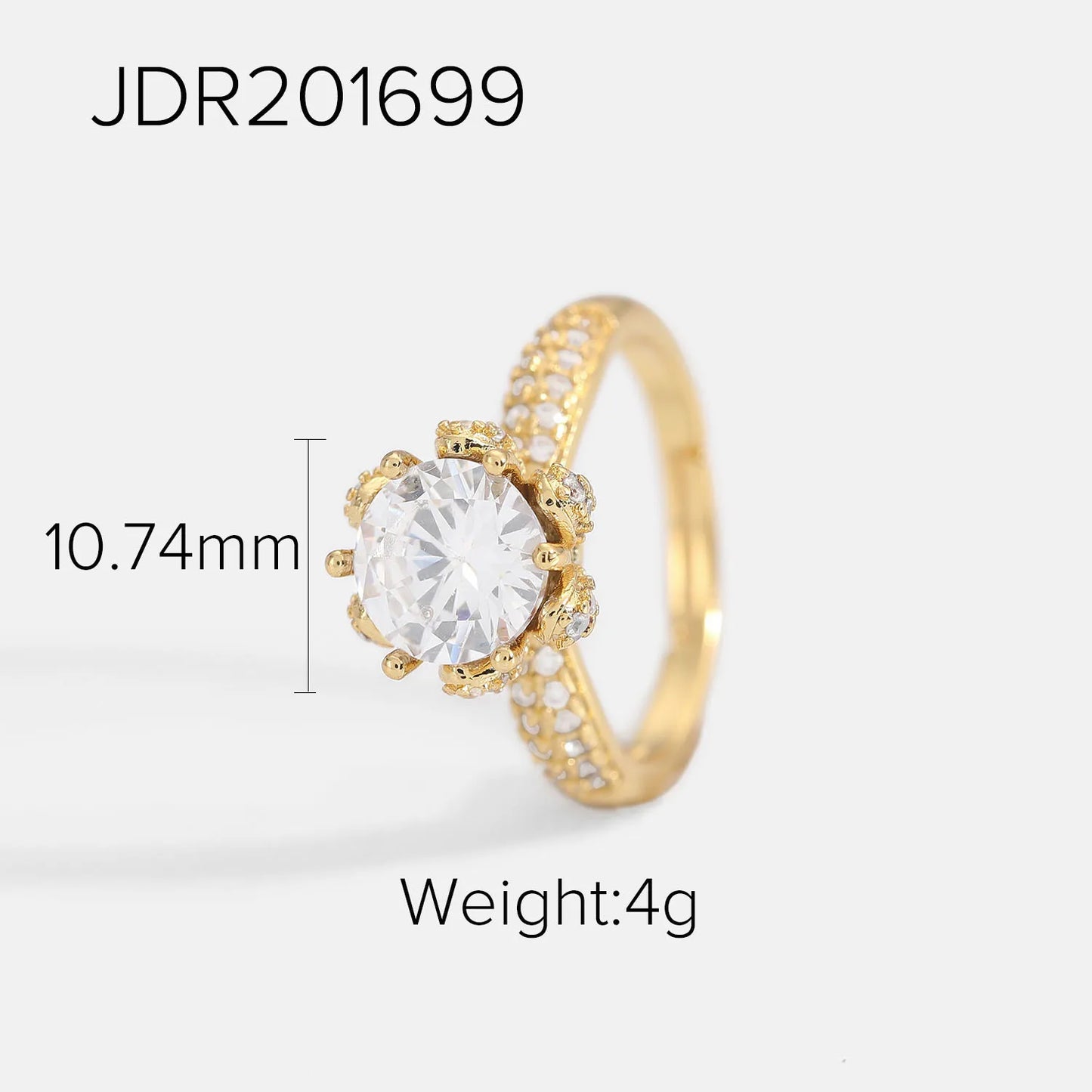 KIKA Minimalist 18K Gold Color PVD Plated Stainless Steel 316L Geometric Zircon Flower Ring Stackable Texture Ring