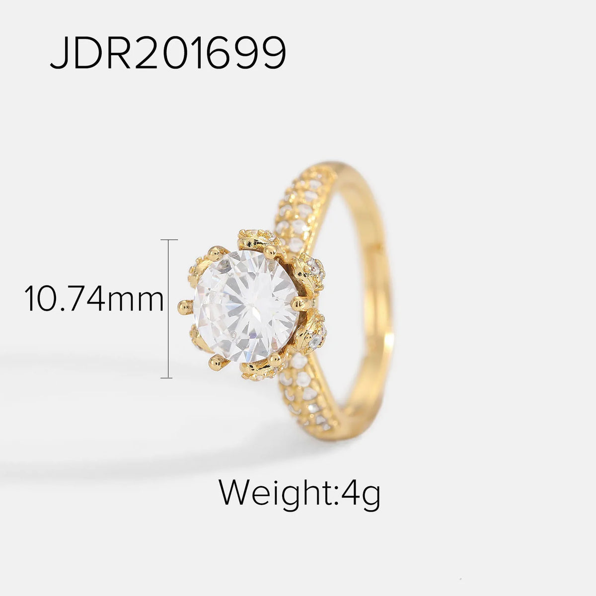 KIKA Minimalist 18K Gold Color PVD Plated Stainless Steel 316L Geometric Zircon Flower Ring Stackable Texture Ring