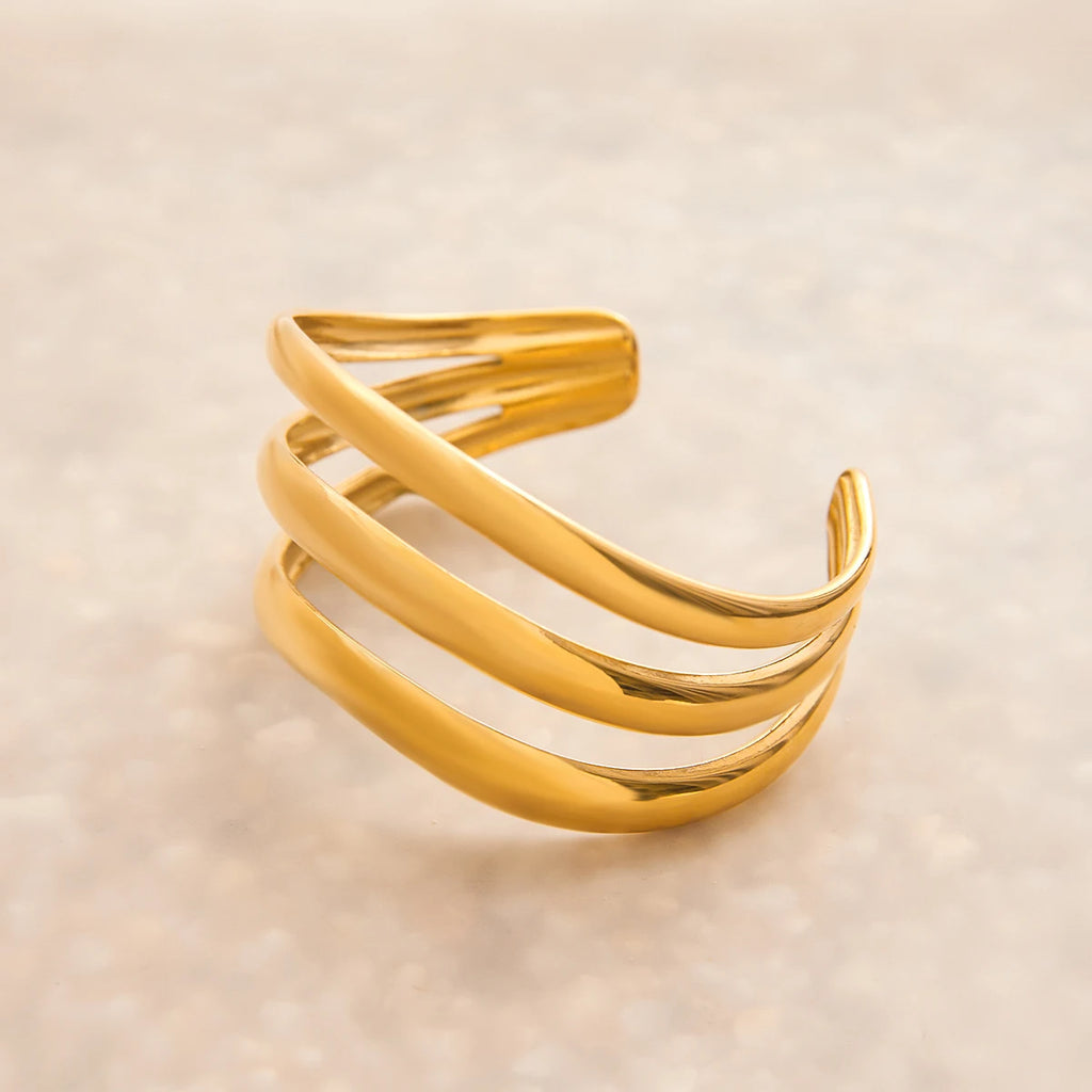 Kika Minimalist Smooth Hollow Three layer Bracelet