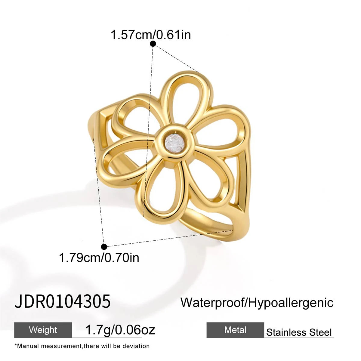 Kika Lovely Hollow Flower Open Rings