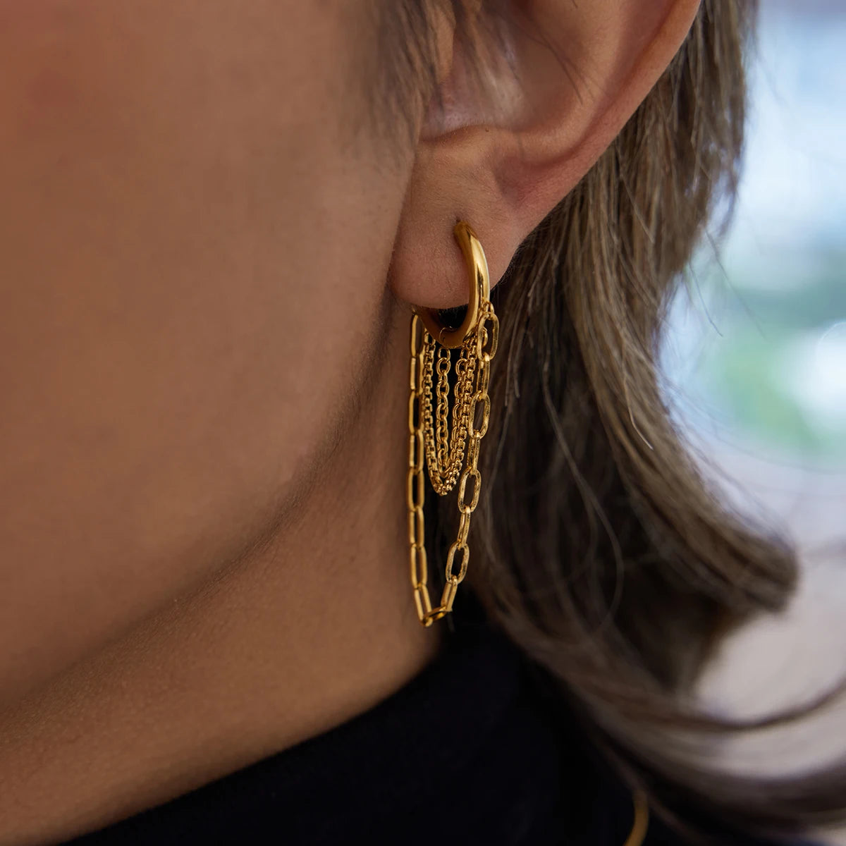 Kika Classic Trendy Chain Tassel Earrings Hypoallergenic