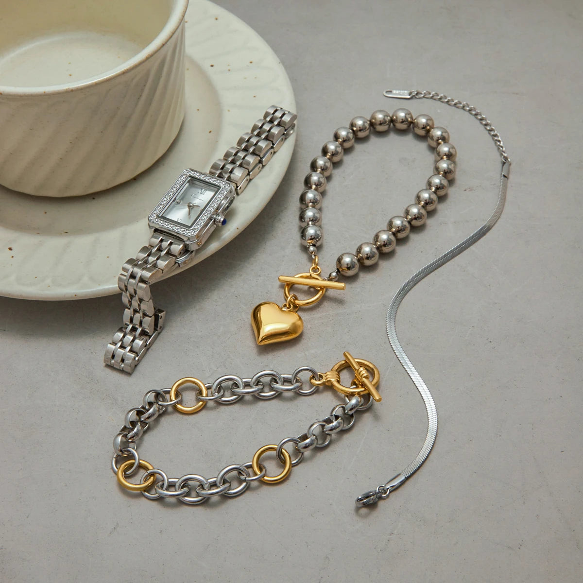 KIKA Stainless Steel 316L PVD Plated Snake Chain Bracelet