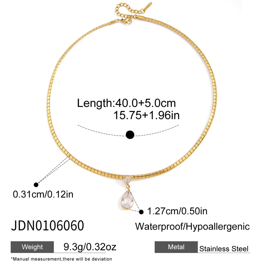 Kika Classic Geometric Zircon Pendant Necklace Minimalist 18K Gold Plated Stainless Steel 316L