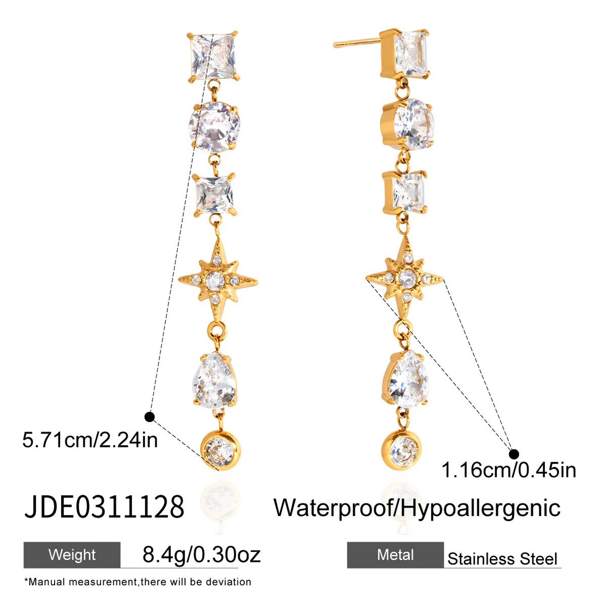 Kika Classic Trendy Chain Tassel Earrings Hypoallergenic