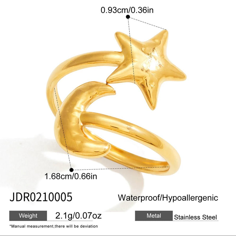 KIKA Classic Unique stars Shaped Hollow Ring   Stainless Steel 316L