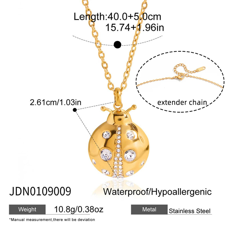 Kika White Zircon Ladybird Pendant Necklace