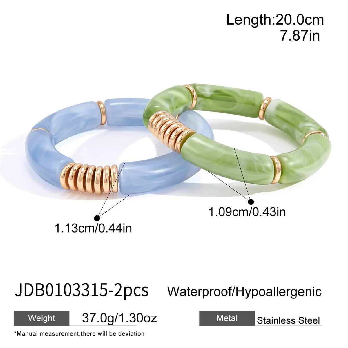KIKA Gradient Resin Bangle Set PVD Plated Stainless Steel 316L Hypoallergenic Waterproof Bracelets