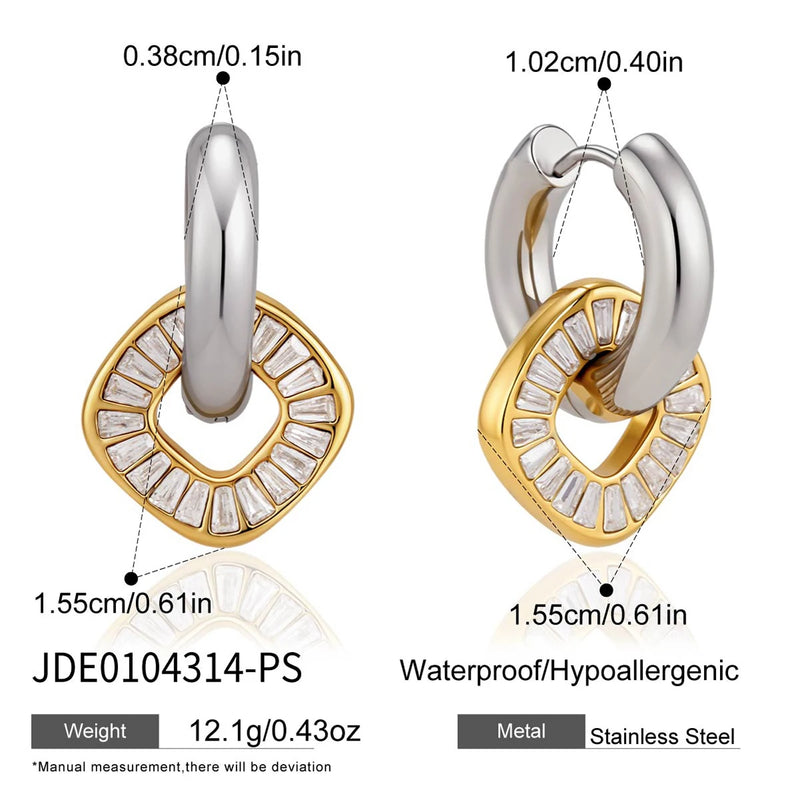 KIKA Delicate Full Crystal Drop Earrings PVD Plated Stainless Steel 316L