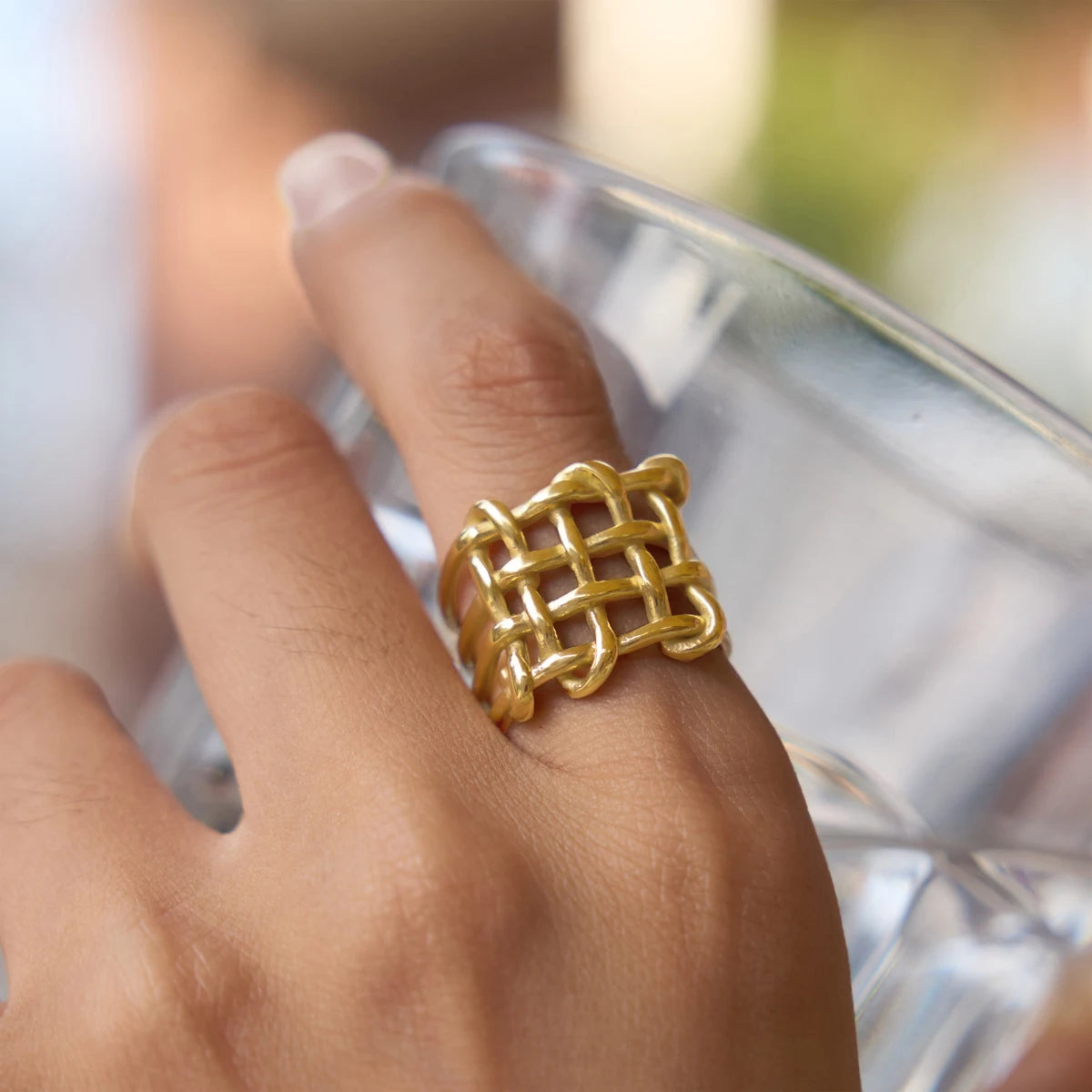 KIKA Minimalist Hollow Mesh Rings PVD Plated Stainless Steel 316L