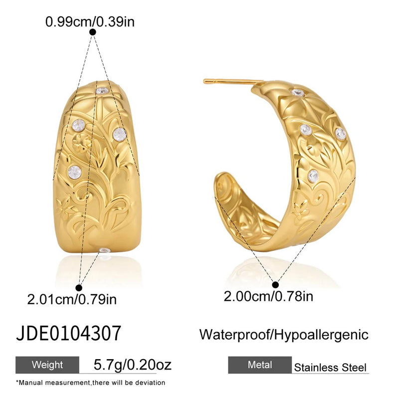 Kika Vintage Geometric C Shape Stud Earrings
