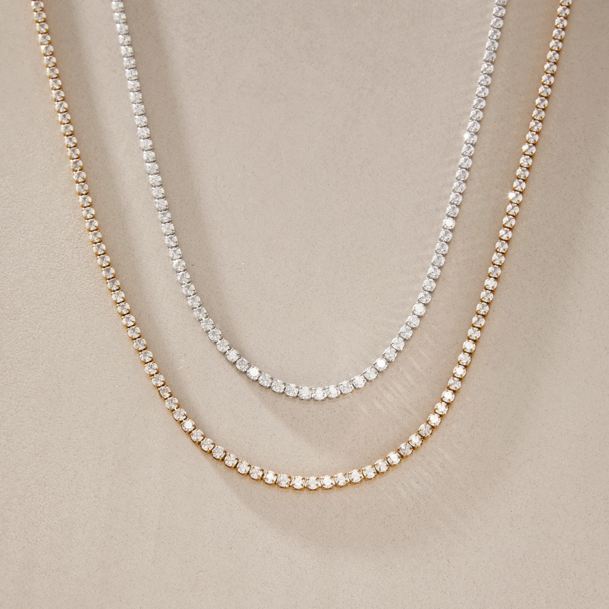 KIKA  Delicate 3MM Zircon Tennis Chain Necklace  Minimalist 18K Gold Plated Stainless Steel 316L