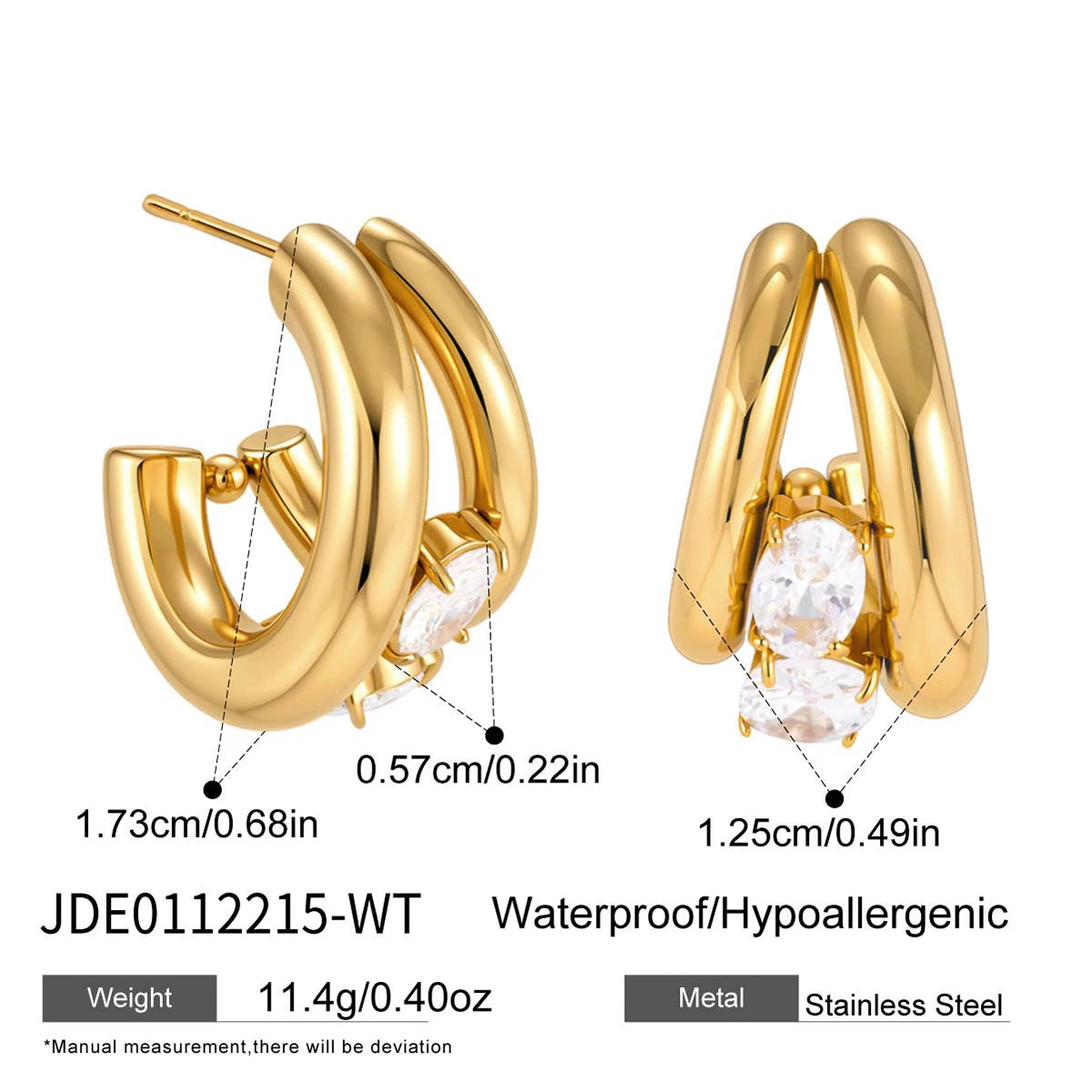 Kika Delicate Double-Layer Hollow C-Ring Earrings