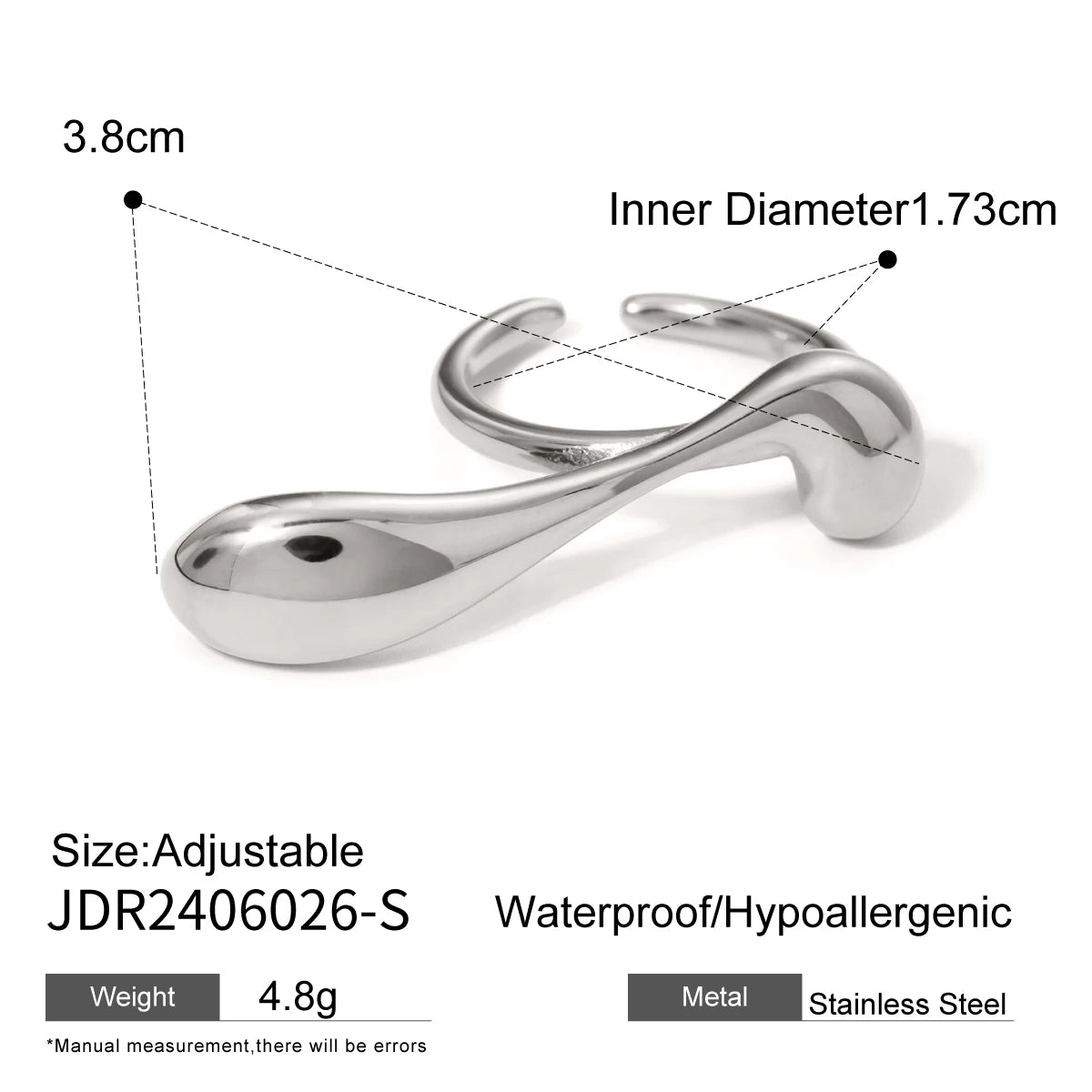 Kika Personality Stainless Steel Minimalist Classy Ring 18k Gold Color Waterproof Stylish Unique Finger Jewelry for Women