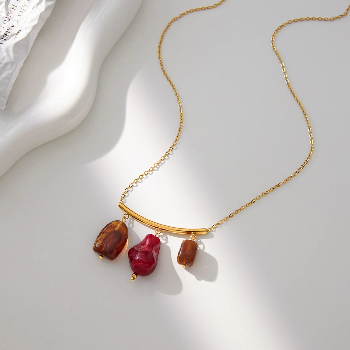 Kika Vintage Smile Sweater Chain Long Pendant Necklace