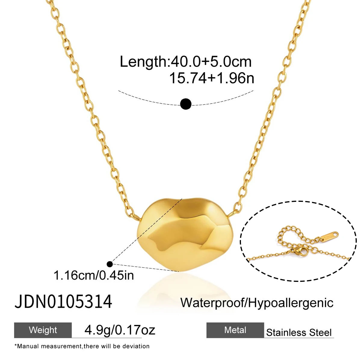 KIKA Classic Geometric Pendant Necklace Stud Earrings PVD 18K Gold Plated Stainless Steel 316L
