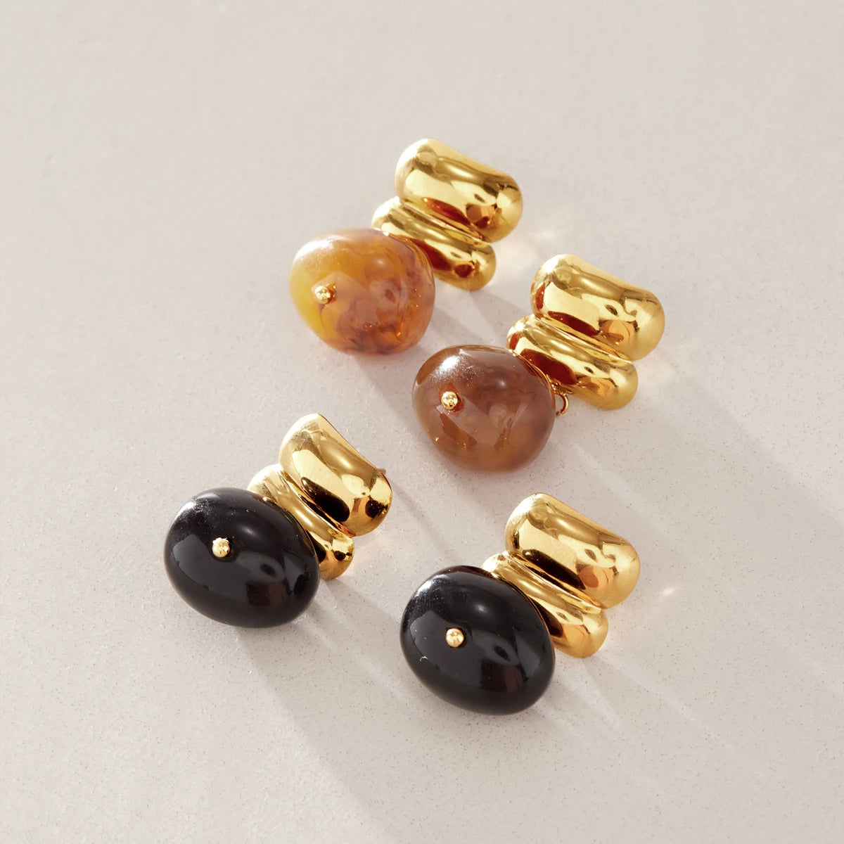 KIKA Multicolor Resin Drop Earrings Minimalist 18K Gold PVD Plated Stainless Steel 316L