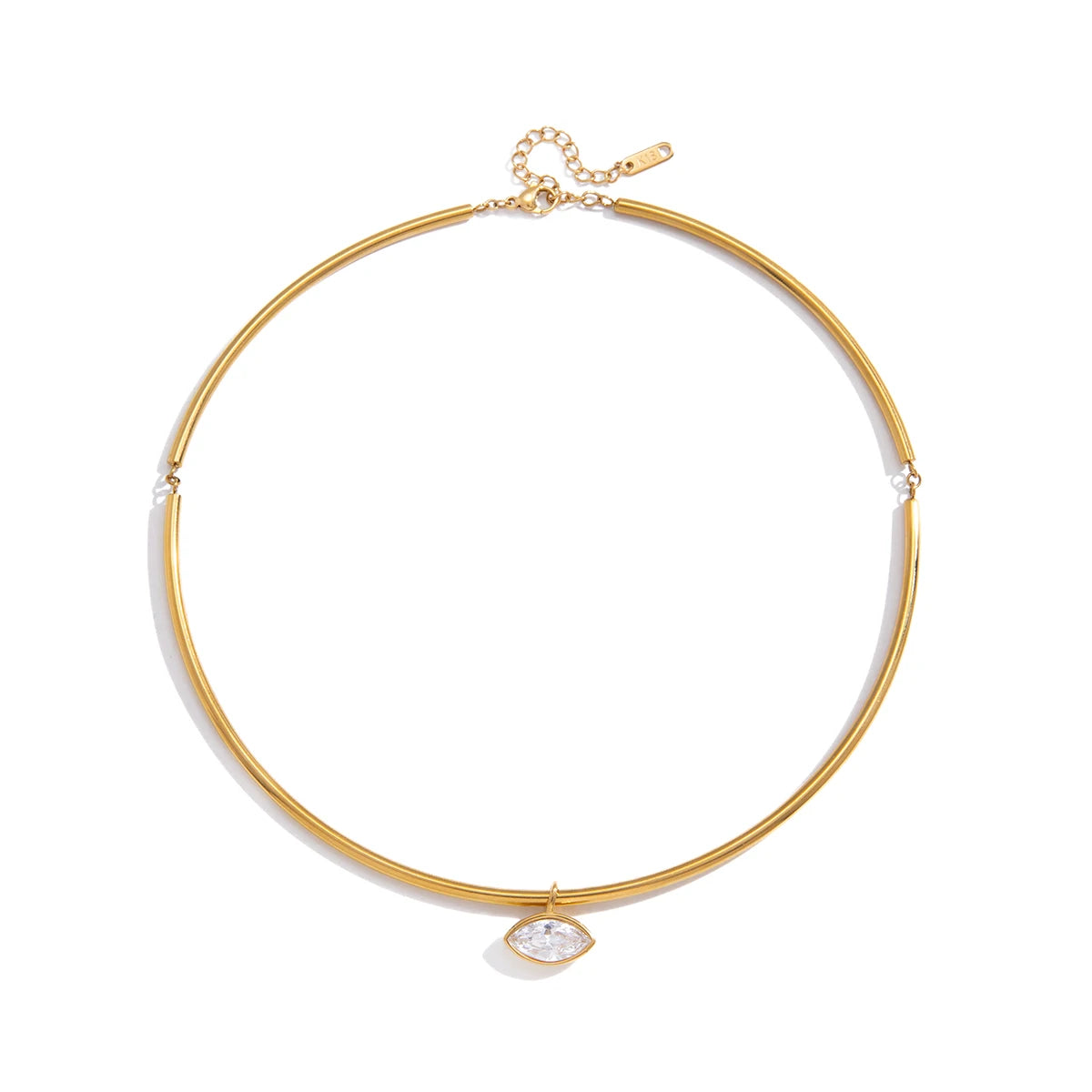 Classic Gold Color Geometric White Zircon Choker Necklace