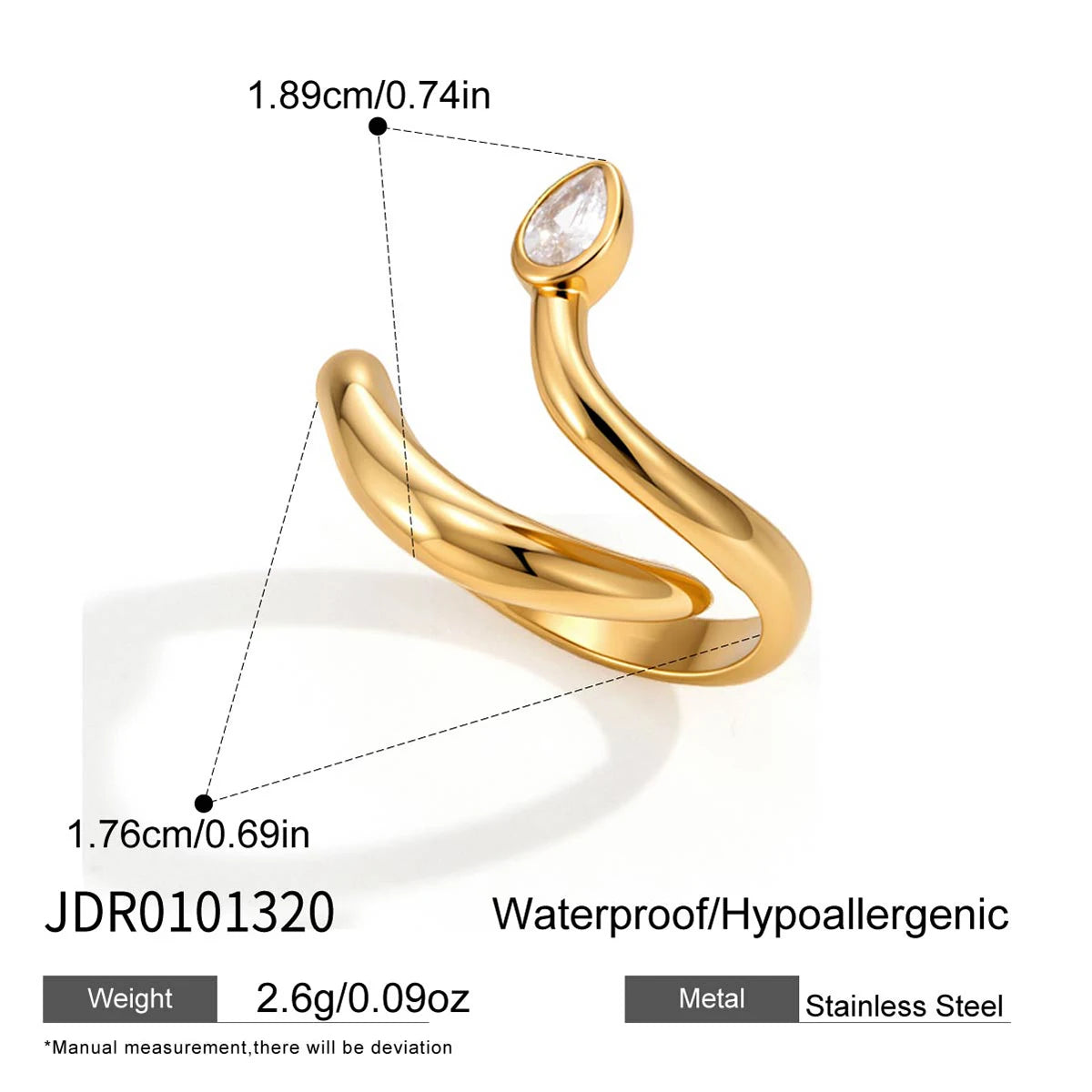 Kika Delicate steel color Snake Shape Double Layered Open Ring