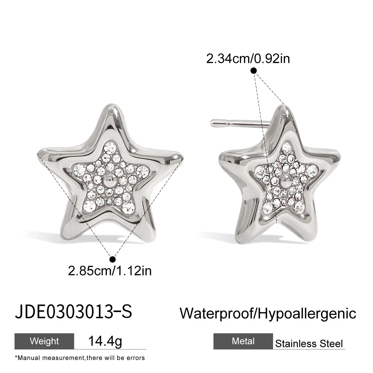 Kika Fashion Niche Designer's Rhinestone Pentagram Ear Studs