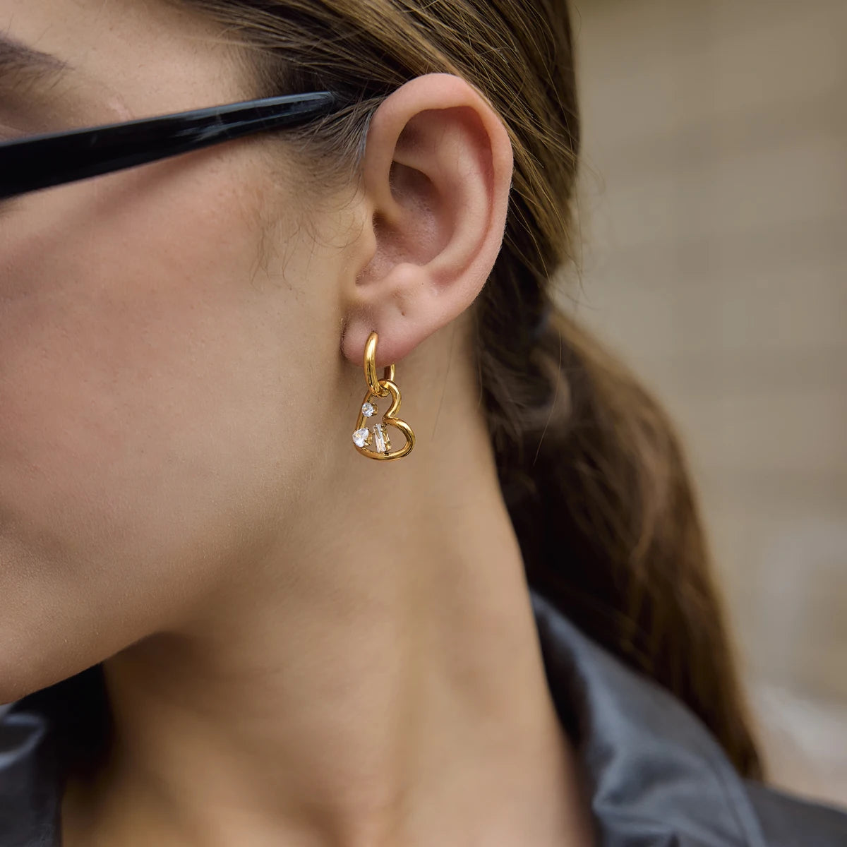 KIKA Geometric Zircon Drop Earrings  PVD Plated Stainless Steel 316L