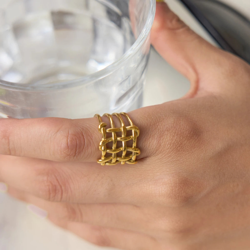 KIKA Minimalist Hollow Mesh Rings PVD Plated Stainless Steel 316L