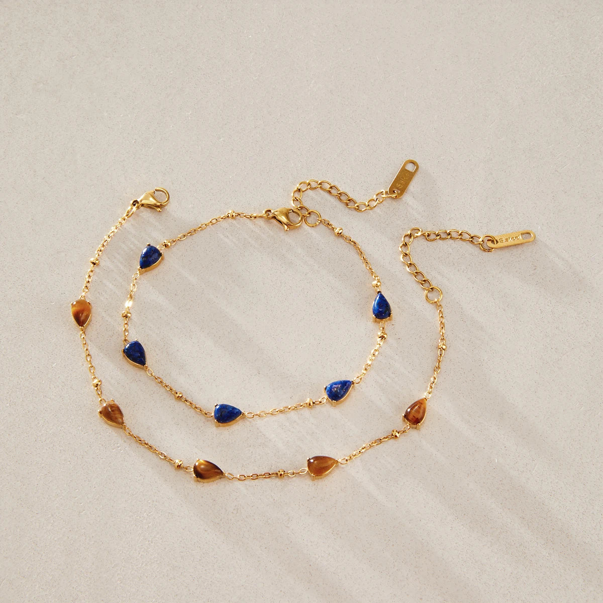 KIKA Vintage Water Drop Shape Natural Stone Bracelet For Women 18K Gold Plated Stainless Steel Bracelet Fashion Jewelry Gift