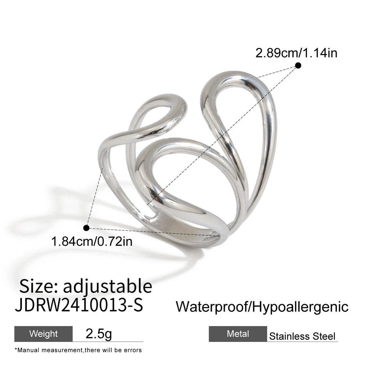 Kika Irregular Line Design With Adjustable Opening Ring