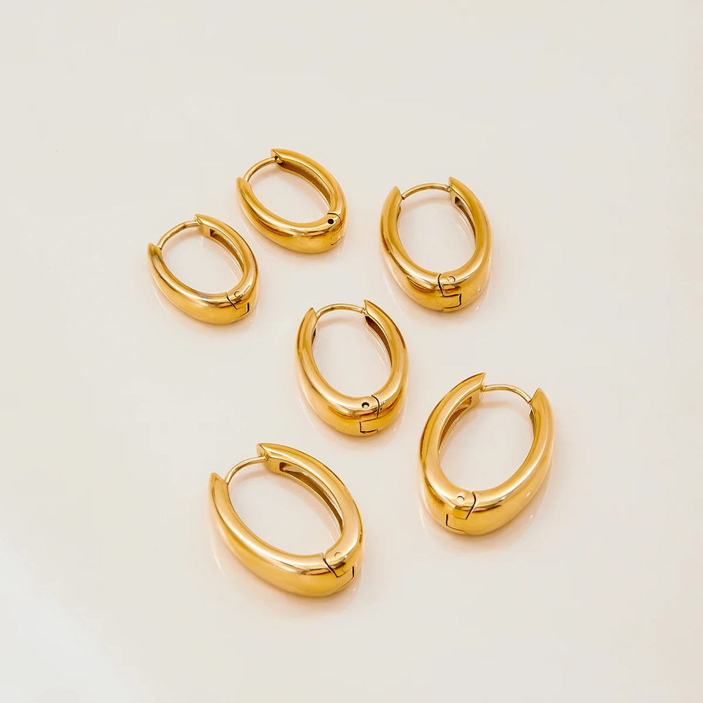 KIKA Simple Classic 18K Gold Color PVD Plated Stainless Steel 316L 14mm 16mm 18MM O Shaped Earrings