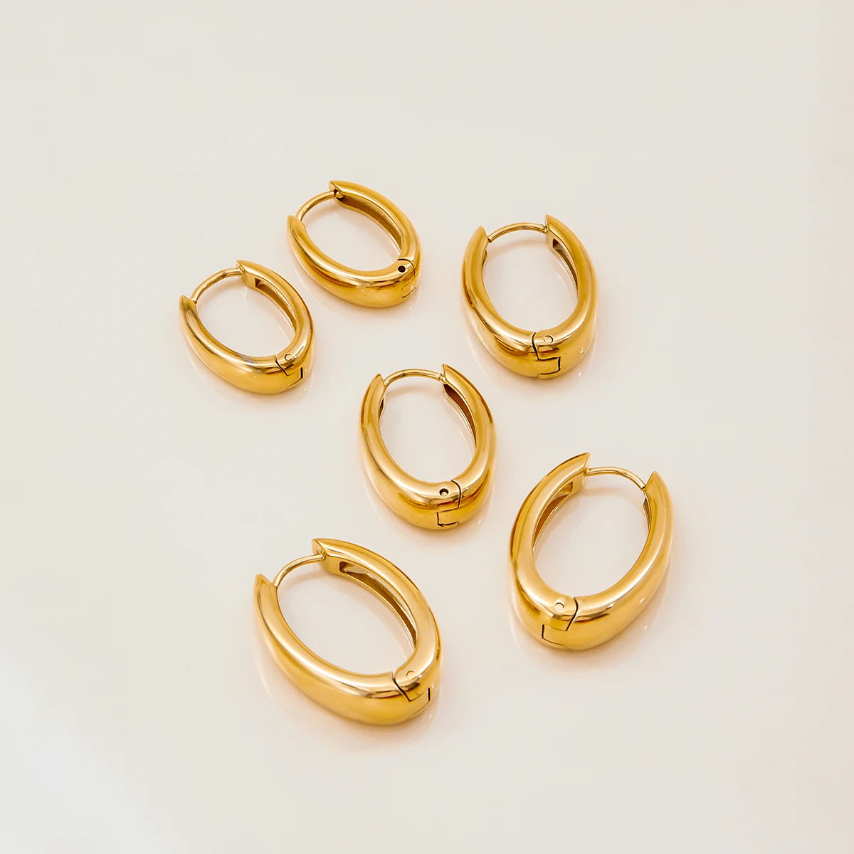 KIKA Simple Classic 18K Gold Color PVD Plated Stainless Steel 316L 14mm 16mm 18MM O Shaped Earrings