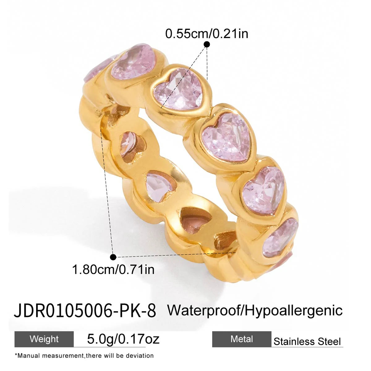 Kika Sparkling Pink Green Zircon Stacked Ring